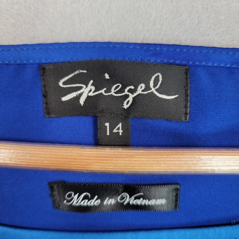 Spiegel Women Blue‎ Colorblock Cap Sleeve Blouse Top Size 14